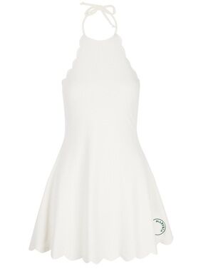 NEW MARYSIA BIANCA DRESS Coconut White Halter Scallop-Edge Dress {$449} Large
